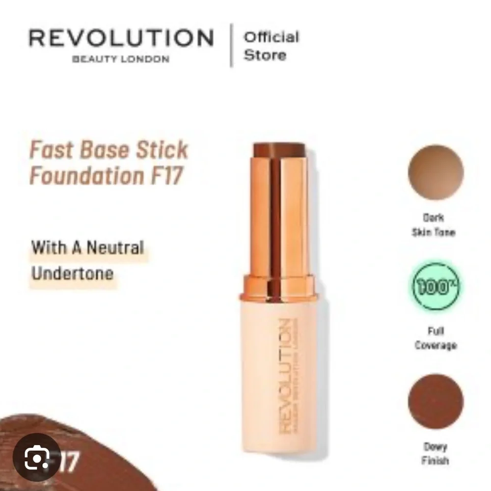 The Makeup Revolution Fast Base Foundation Stick F17 Deep Neutral Undertones